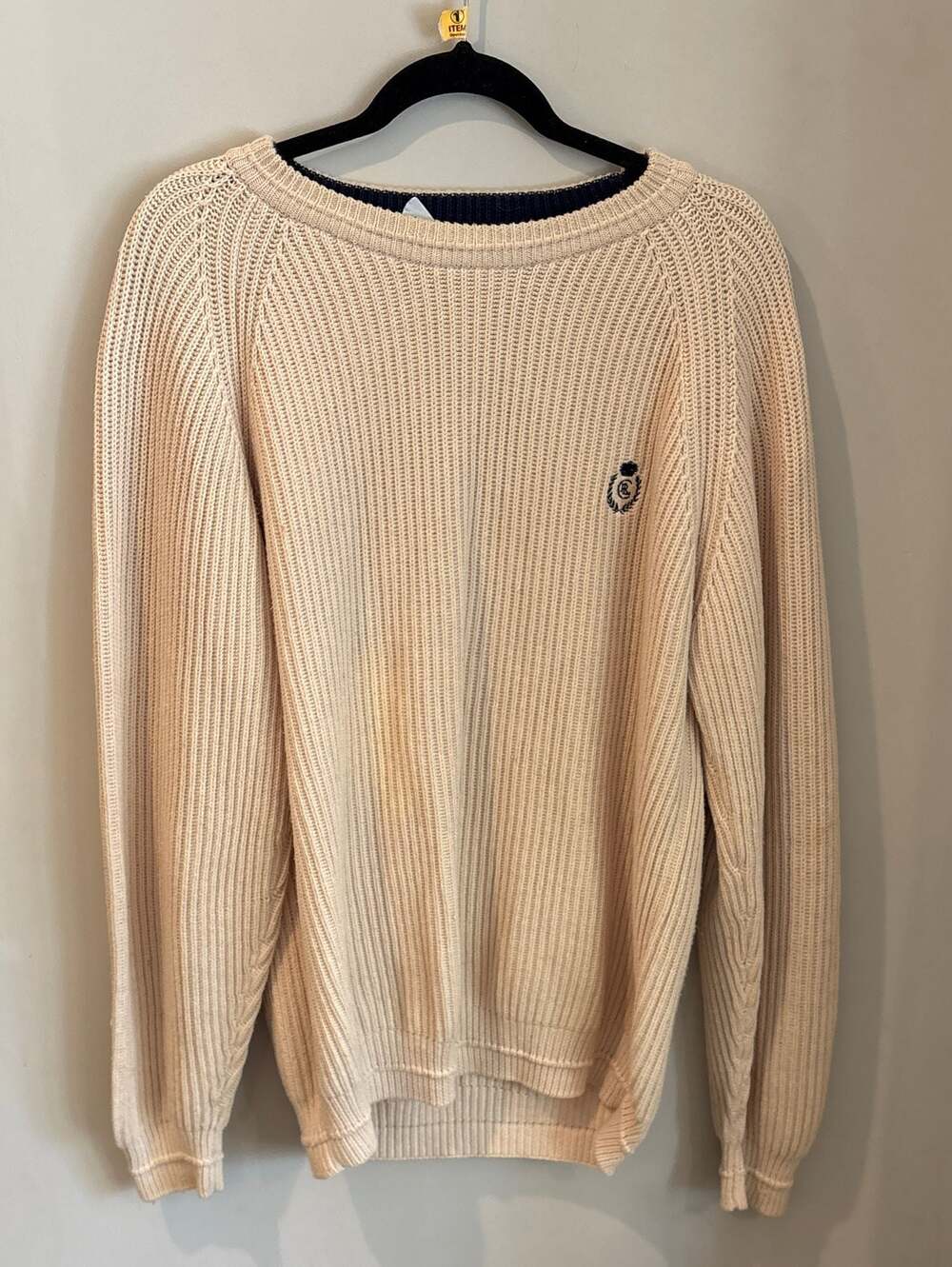 Chaps Ralph Lauren Ribbed Knit Crewneck Sweater Size L. Tan color